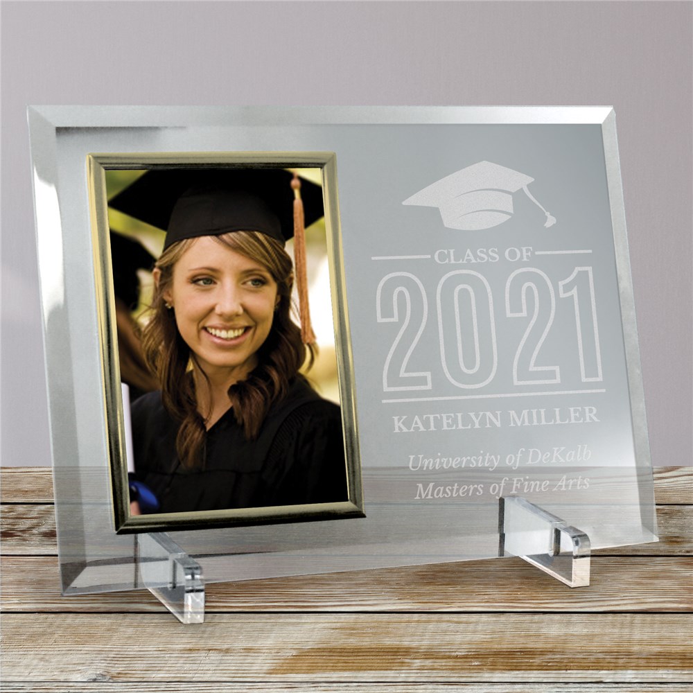 Engraved Class of Cap Beveled Glass Frame 85125688X