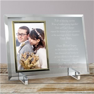 Wedding Invitation Personalized Beveled Glass Picture Frame by Gifts For You Now