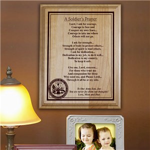 A Soldiers Prayer Personalized Wood Plaque by Gifts For You Now