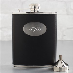 Personalized Black Leatherette Flask by Gifts For You Now