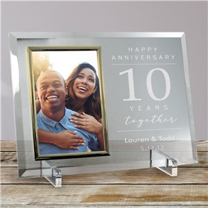 Personalized Engraved Happy Anniversary Glass Frame by Gifts For You Now