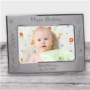 Personalized Engraved Happy Birthday Silver Photo Frame by Gifts For You Now