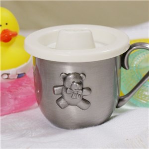 Personalized Teddy Bear Silver Baby Cup by Gifts For You Now