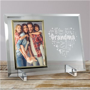 Personalized Engraved Grandma's Heart Word-Art Beveled Glass Frame by Gifts For You Now