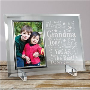 Personalized Grandma Word-Art Beveled Glass Picture Frame by Gifts For You Now