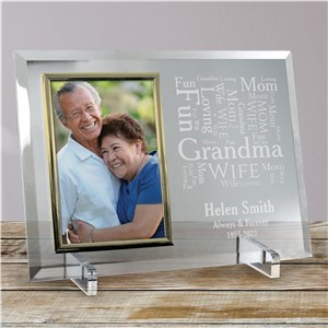 Personalized Memorial Word-Art Beveled Glass Picture Frame by Gifts For You Now
