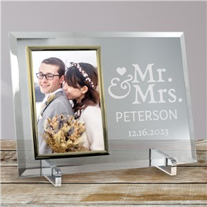 Personalized Engraved Mr. and Mrs. Beveled Glass Frame by Gifts For You Now
