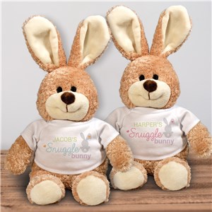 Personalized Snuggle Bunny Stuffed Easter Bunny - Blue - Large Brown Bunny by Gifts For You Now