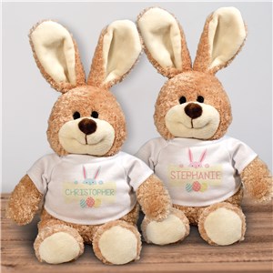 Personalized Peeking Bunny Stuffed Easter Bunny - Pink - Large Brown Bunny by Gifts For You Now