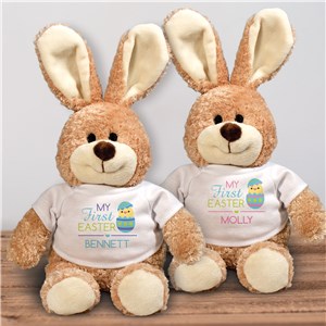 My First Easter Personalized Stuffed Easter Bunny - Pink - Sm Brown Bunny by Gifts For You Now