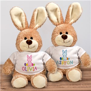Personalized Plaid Bunny Stuffed Bunny - Blue - Large Brown Bunny by Gifts For You Now