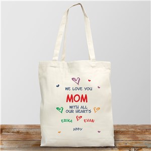 Image of All Our Hearts Personalized Canvas Tote Bag