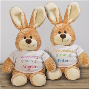 Personalized Plush Easter Bunny - Green-Blue - Medium Brown Bunny by Gifts For You Now