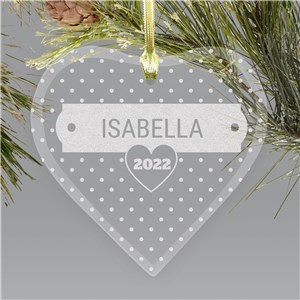 Personalized Engraved Polka Dots Heart Christmas Ornament by Gifts For You Now