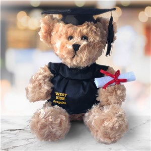 Personalized Cap and Gown Graduation Beige Plush Bear by Gifts For You Now