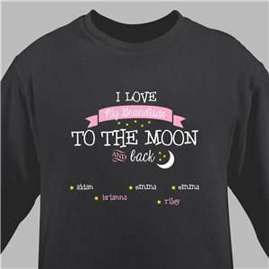 Personalized To the Moon and Back Long Sleeve T-Shirt - Black - Adult Large (Size M42-44- L14/16) by Gifts For You Now