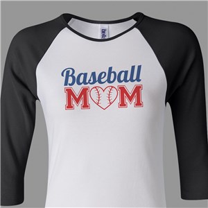 Personalized Baseball Mom Women's Raglan Shirt - White With Navy Sleeves - Medium (Sizes 6-8) by Gifts For You Now