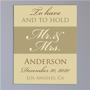 Image of Personalized To Have And To Hold Wedding Canvas