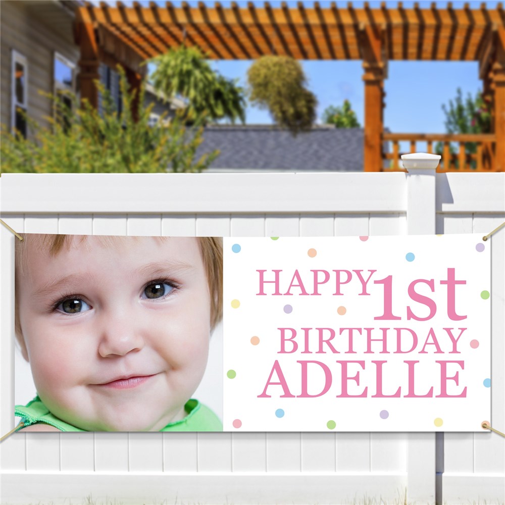 Personalized Photo First Birthday Banner 911048614