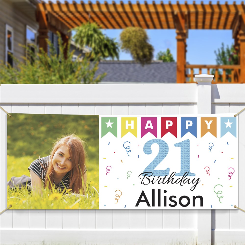 Personalized 21st Birthday Photo Banner 911048714