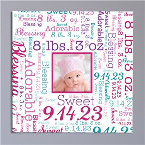 Personalized Baby Photo Word-Art Square Canvas by Gifts For You Now
