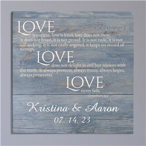 Personalized Love Is Patient Wall Canvas by Gifts For You Now