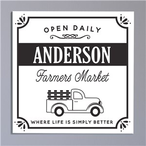 Personalized Farmers Market Open Daily Square Canvas - White - 20 x 20 by Gifts For You Now