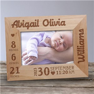 Personalized Engraved Wood Frame for Baby by Gifts For You Now