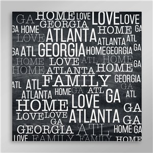 Personalized Chalk Board City Word Art Canvas by Gifts For You Now