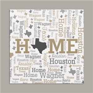 Personalized Home State Word-Art Canvas by Gifts For You Now