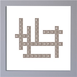 Personalized Framed Crossword Square Canvas - Brown - 18 x 18 by Gifts For You Now