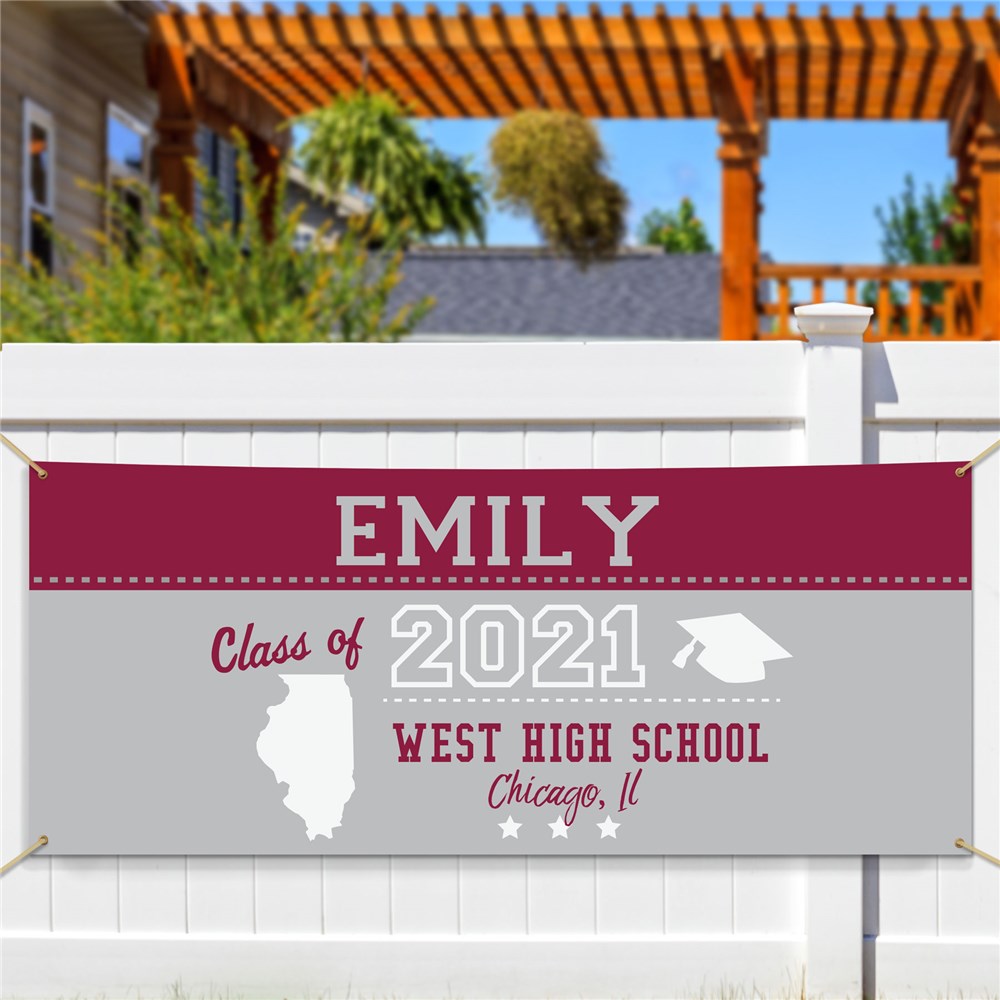 Personalized Class Of With State Graduation Banner 911603314
