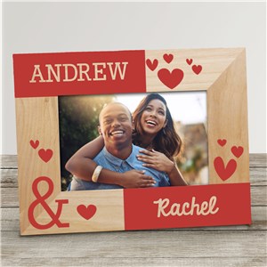 Valentine's Gifts For Him - Personalized Couples Hearts Wood Frame by Gifts For You Now