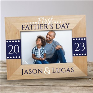 Personalized Wood First Fathers Day Picture Frame by Gifts For You Now