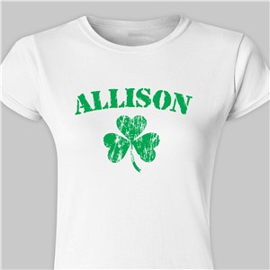 Personalized Irish Shamrock Womens Fitted T-Shirt - Pink - Small T-shirt (Size 0/2) by Gifts For You Now