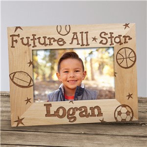Image of New Baby "Future All-Star" Personalized Wood Picture Frame