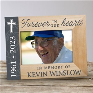 Personalized Cross With Years Forever In Our Hearts Memorial Frame by Gifts For You Now