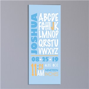 Image of Personalized ABC Birth Announcement Wall Canvas