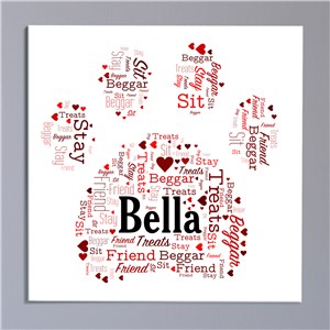 Personalized Paw Print Word-Art Canvas by Gifts For You Now