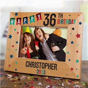 Personalized Happy Birthday Banner Wood Frame by Gifts For You Now