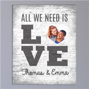 Personalized All We Need Is Love Photo Canvas by Gifts For You Now