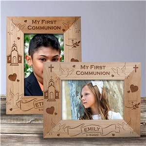 Personalized My First Communion Engraved Wood Frame by Gifts For You Now