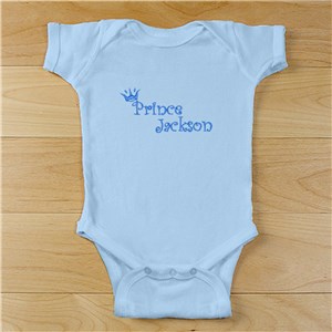 Prince Baby Personalized Infant Bodysuit - Light Blue - 12 Month Infant T-Shirt (13" W x 10 1/4" L) by Gifts For You Now