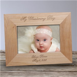 Personalized My Christening Day Wood Picture Frame by Gifts For You Now