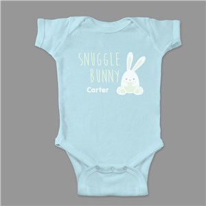 Easter Snuggle Bunny Personalized Baby Onesie - Light Blue - 12 Month Infant T-Shirt (13