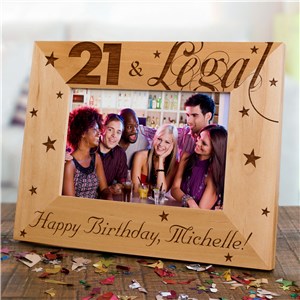 Personalized Engraved 21st Birthday Wood Picture Frame by Gifts For You Now