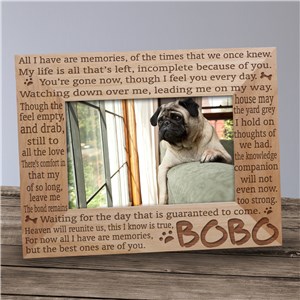 Personalized Engraved Memories Pet Memorial Wood Picture Frame by Gifts For You Now