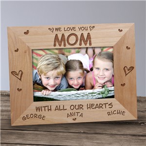 All Our Hearts Personalized Wood Picture Frame by Gifts For You Now