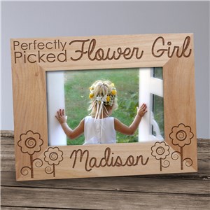 Image of Engraved Flower Girl Wood Picture Frame