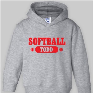 Personalized Softball Toddler Hooded Sweatshirt - Heather Grey Hoodie - Toddler 2T by Gifts For You Now